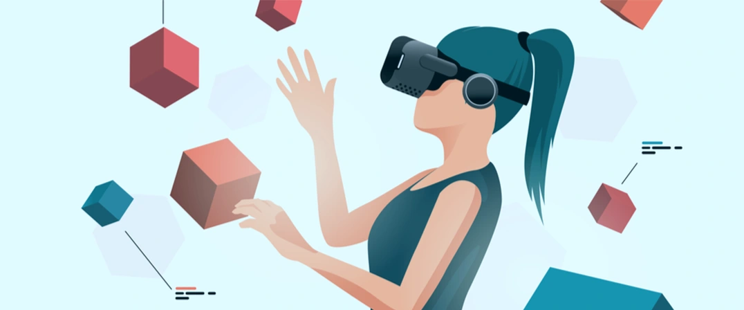 drawing of a girl with a VR headset